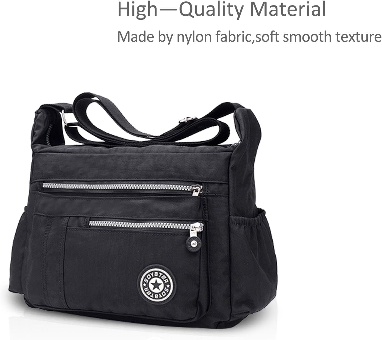 NICOLE & DORIS Women Handbags Shoulder Bag Crossbody Bag Hobo Tote Satchel Purse Waterproof Nylon Black - Image 4