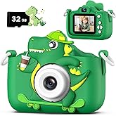 Dwfit Upgrade Selfie Kids Camera, Christmas Birthday Gifts for Boys Girls Age 3-12, HD Kids Digital Video Cameras for Toddler with Cartoon Soft Silicone Cover, Portable Toy for 3 4 5 6 7 8 Years Old