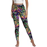 Flaminet Women Mardi Gras Party Costume Stretchy Leggings Tights Carnival Pant for Party Outfit