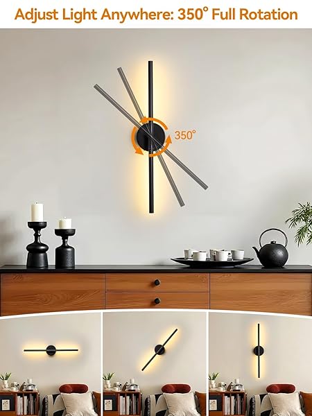 BATTERY OPERATED WALL SCONCES SET OF 2, MODERN WIRELESS WALL LIGHTS WITH REMOTE & TOUCH CONTROL, 24 INCH BLACK DIMMABLE RECHARGEABLE LED SCONCE WITH 3 COLORS & TIMER FOR BEDROOM, LIVING ROOM, HALLWAY