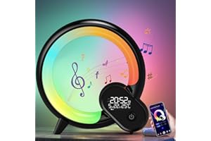 Smart Night Light lamp,Flevo Wake Up Light for Bedroom,Smart Alarm Clock with Bluetooth APP and Remote Control Control,Bedsid
