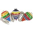3 Pack Mexican Trompo Spinning Top Traditional Wooden Trompos with Cord and Metal Tips Trompos Grande de Madera Jugetes Mexicanos