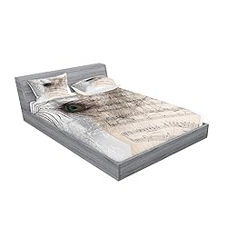 Lunarable Peacock Fitted Sheet & Pillow Sham