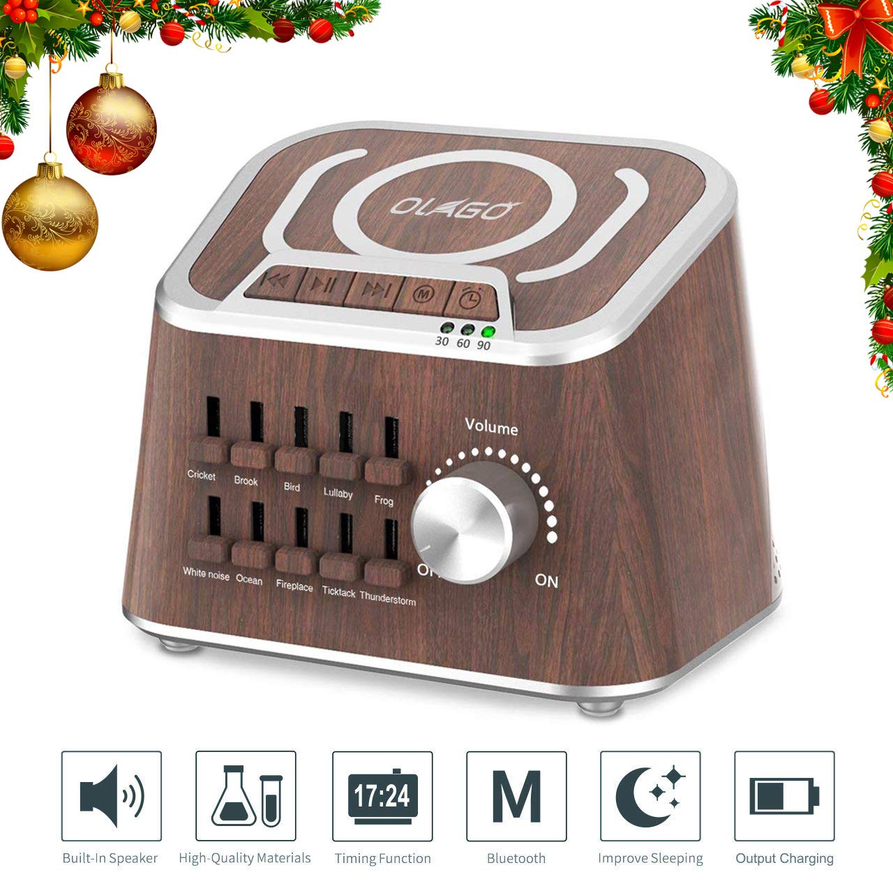 White Noise Machine, Olago Mixed Sound Sleep Spa Machine for Insomniac, Yoga, Working, Speech Privacy and Baby Nursery - Bluetooth Speaker with 10 Natural Soothing Sound