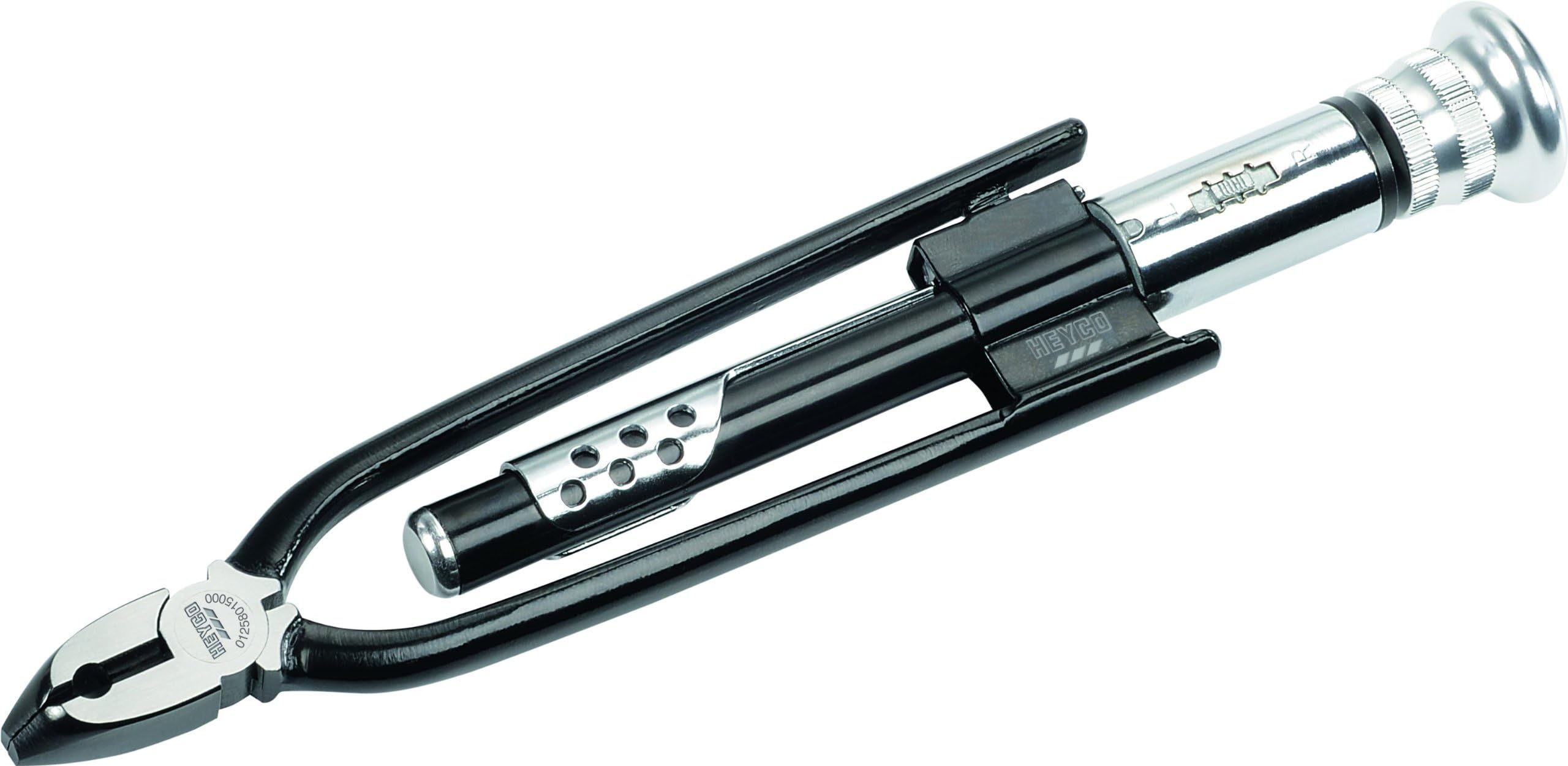 Heyco 1258015000"1258" Wire Swivelling Pliers with Ratchet Function, Black/Silver, 6-Inch