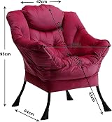 HollyHOME Armchair Velvet Reading Chair Red with Armrests 95x80x64 cm view 7