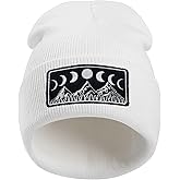 SHBYYGR Moon Phase Forest Embroidery Beanie Knit Hat for Men Women, Casual Skull Knit Cap