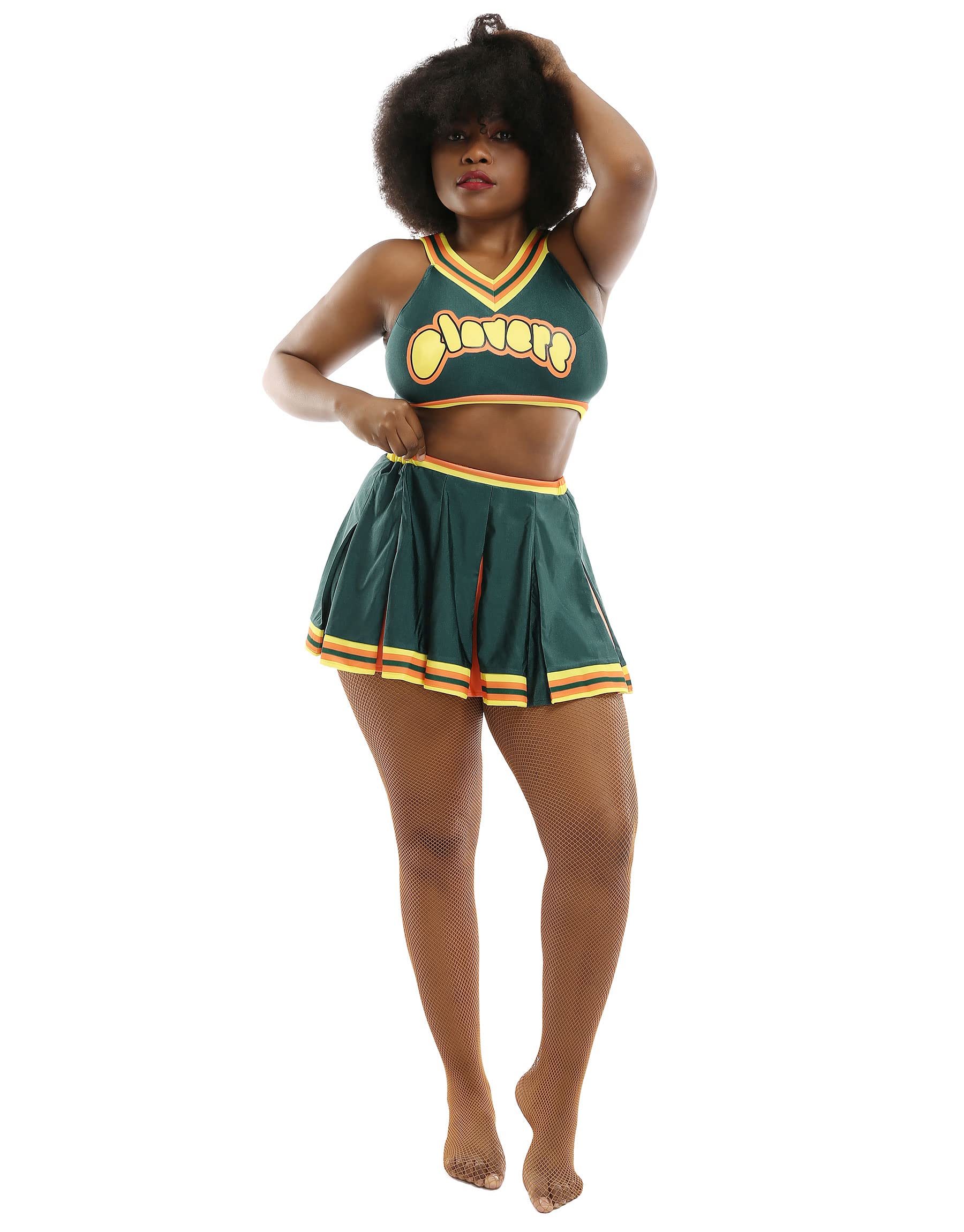 Haikyuu Women Cheerleader Costume Cheerleading Outfit Green Cheer Uniform Cosplay School Musical Party Fancy Dress