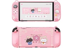 playvital Cherry Blossoms Kitten Protective Case for Nintendo Switch 2 with Stand | Cute Cat Ear & Paw Silicone Grips, Dockable Hard Shell, 2 Joystick Caps | Full-Body Protection Cover, Pink