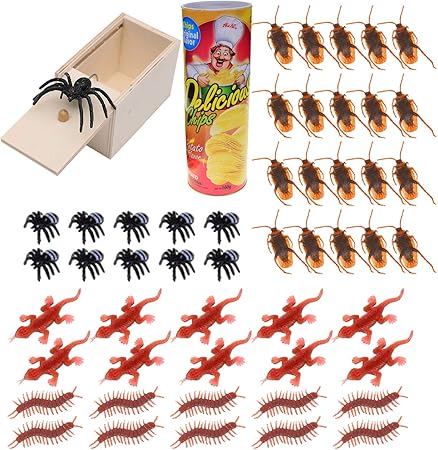 Amazon Abinecs サプライズ おもちゃ クモ びっくり箱 ゴキブリ スパイダー リアル 52点セット ジョーク どっきり おもちゃ