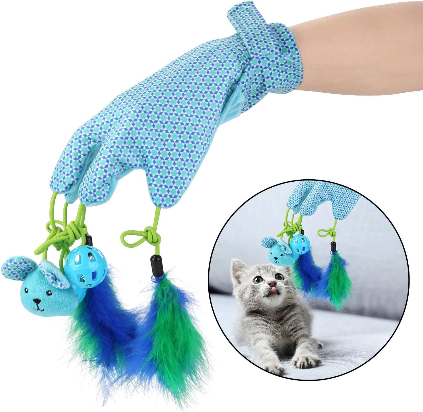 Legendog Cat Toy Interactive Gloves Balls, Cat Teaser Glove Cat Teaser Toys Cat Playing Toys with Cat Feather Toy and…