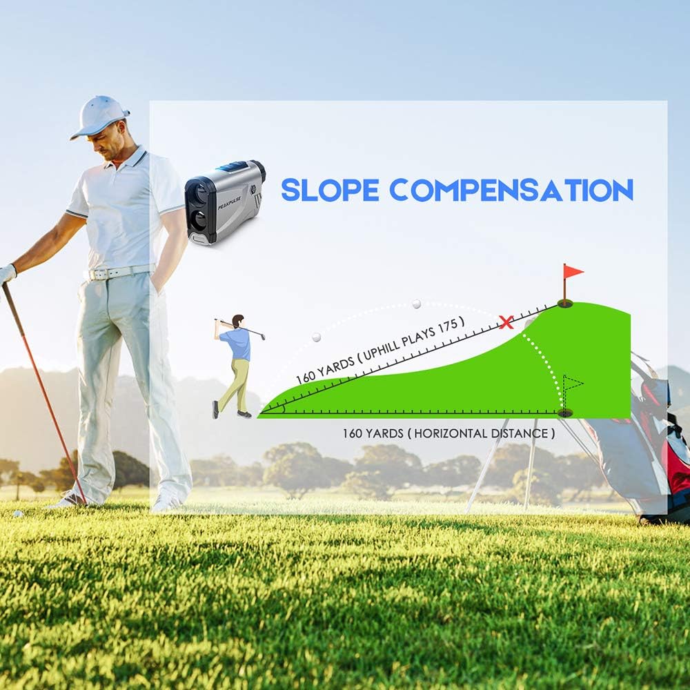 PEAKPULSE LC600AG Golf Rangefinder with Slope Compensation Technology, Flag Acquisition with Pulse Vibration Technology and Fast Focus System, Perfect for Choosing The Right Club. 450 Yard Range. : Sports & Outdoors