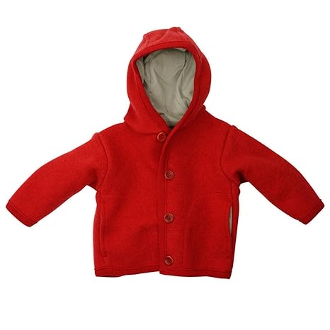 Disana Kinder Baby Walk-Jacke 100% Bio-Schurwolle (74/80, Rot)