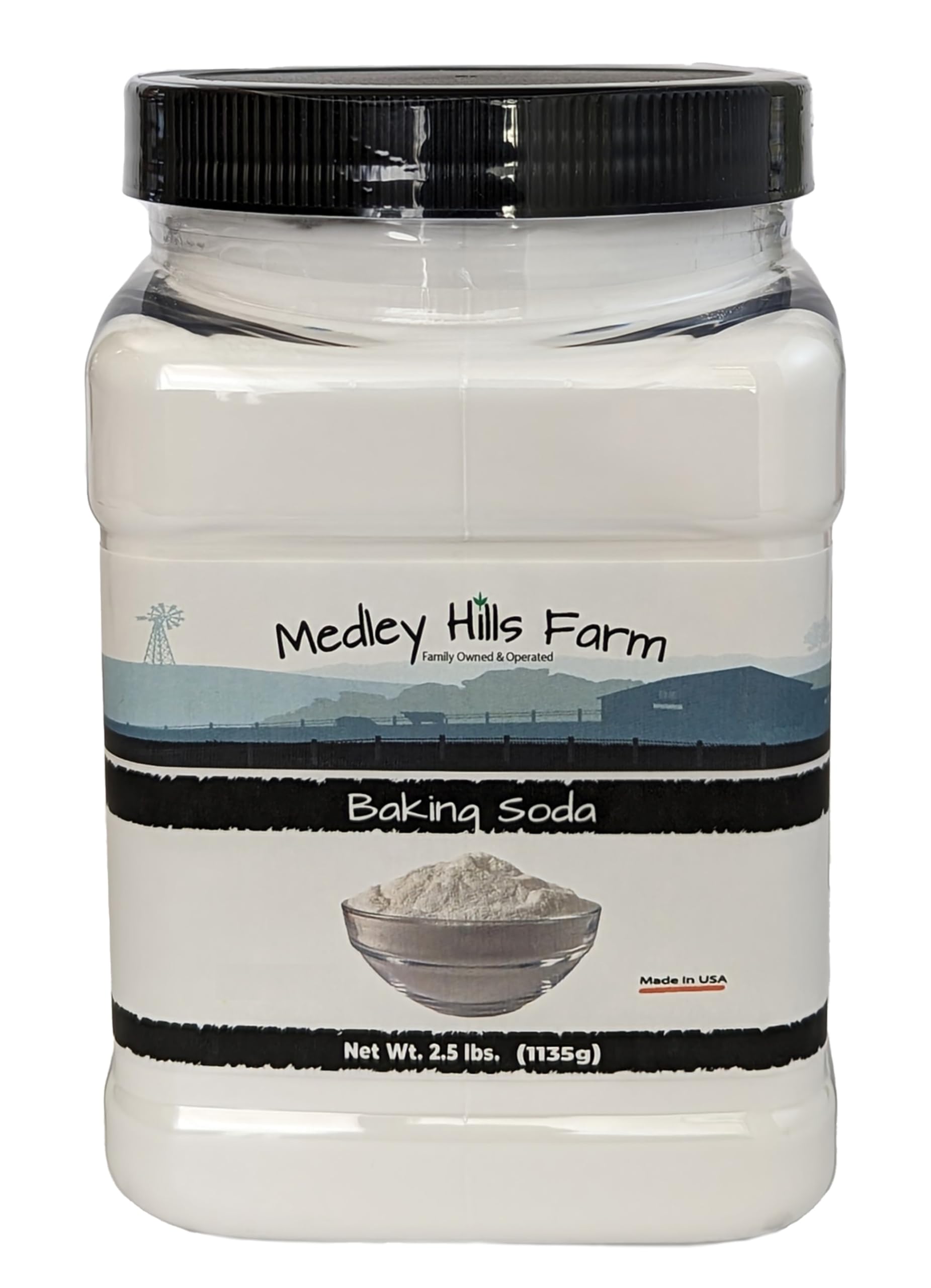 Baking Soda By Medley Hills Farm 2.5 Lbs. in Reusable Container - Gluten-Free All Purpose Baking Soda for Cooking, Baking & Cleaning - Made in USA