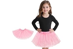 Zando Sparkle Tutu for Toddler Girls Kids 3 Layers 2-8 Years Halloween Princess Birthday Elastic Puffy Tulle Dance Skirt