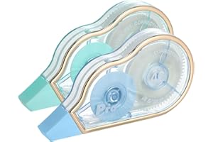 WISOPTUS 131 Feet Long White Correction Tape with Gold Edging, Smooth Glide, No Residue, Quick Dry, Perfect for School, Office Supplies, Crafting, Note Taking, Journaling (2 Pack), Blue/Cyan