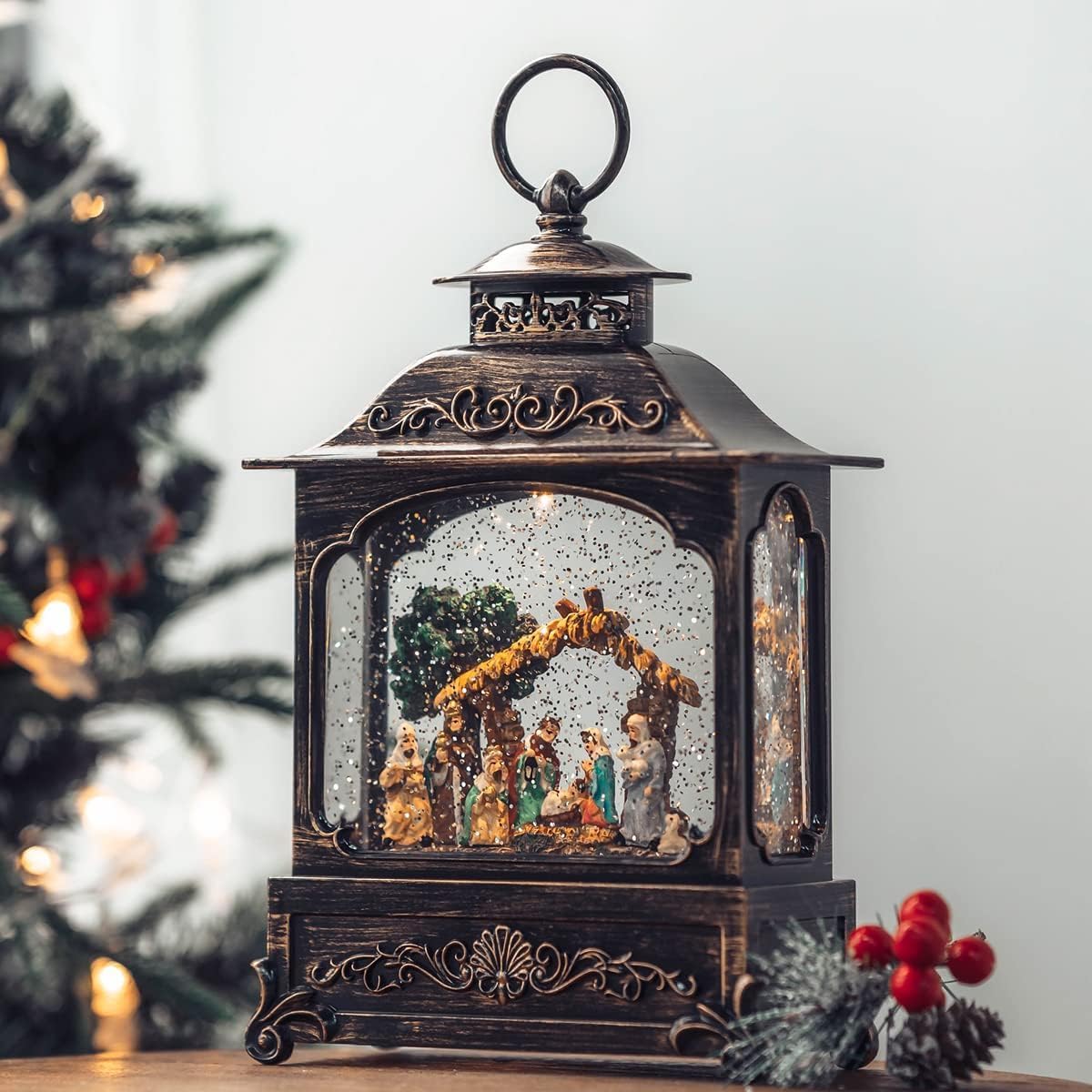 Snow Globes - Christmas Snow Globe Lantern, Musical LED Lighted Scene for Christmas Home Decoration Gift-The Birth of King