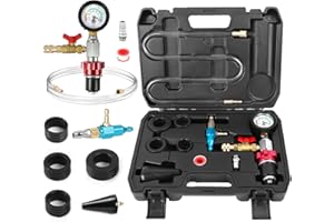 Coolant Vacuum Refill Kit Cooling System Vacuum Purge Tool with 4 Size Sealing Gaskets,1 Tapered Adapter, 2 Air Fitting, Bras