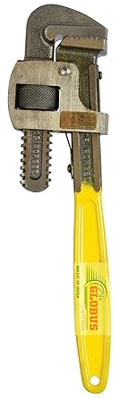 Globus Steel 12 inch Pipe Wrench, Yellow/Red