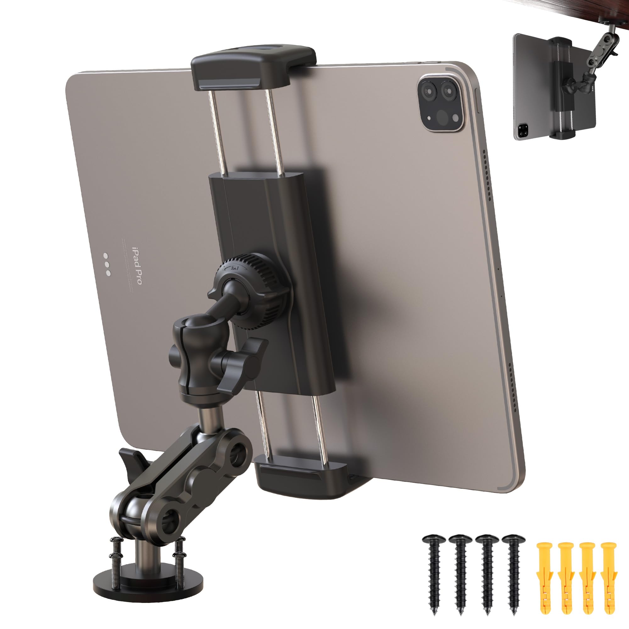 Photo 1 of Tablet Holder For Car Mount Dashboard Aluminum Heavy Duty Drill Base 360° Rotating Mount for Trucks Dashboard Cars and Commercial Vehicles,Boat,Wall Compatible with 4.7?12.9 inch Tablets/Phone