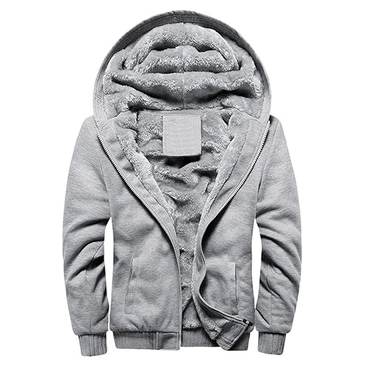 MRULIC Herren Hoodie Pullover Winter Warme Fleece Jacke Zipper Sweater Jacke Outwear Mantel RH-054