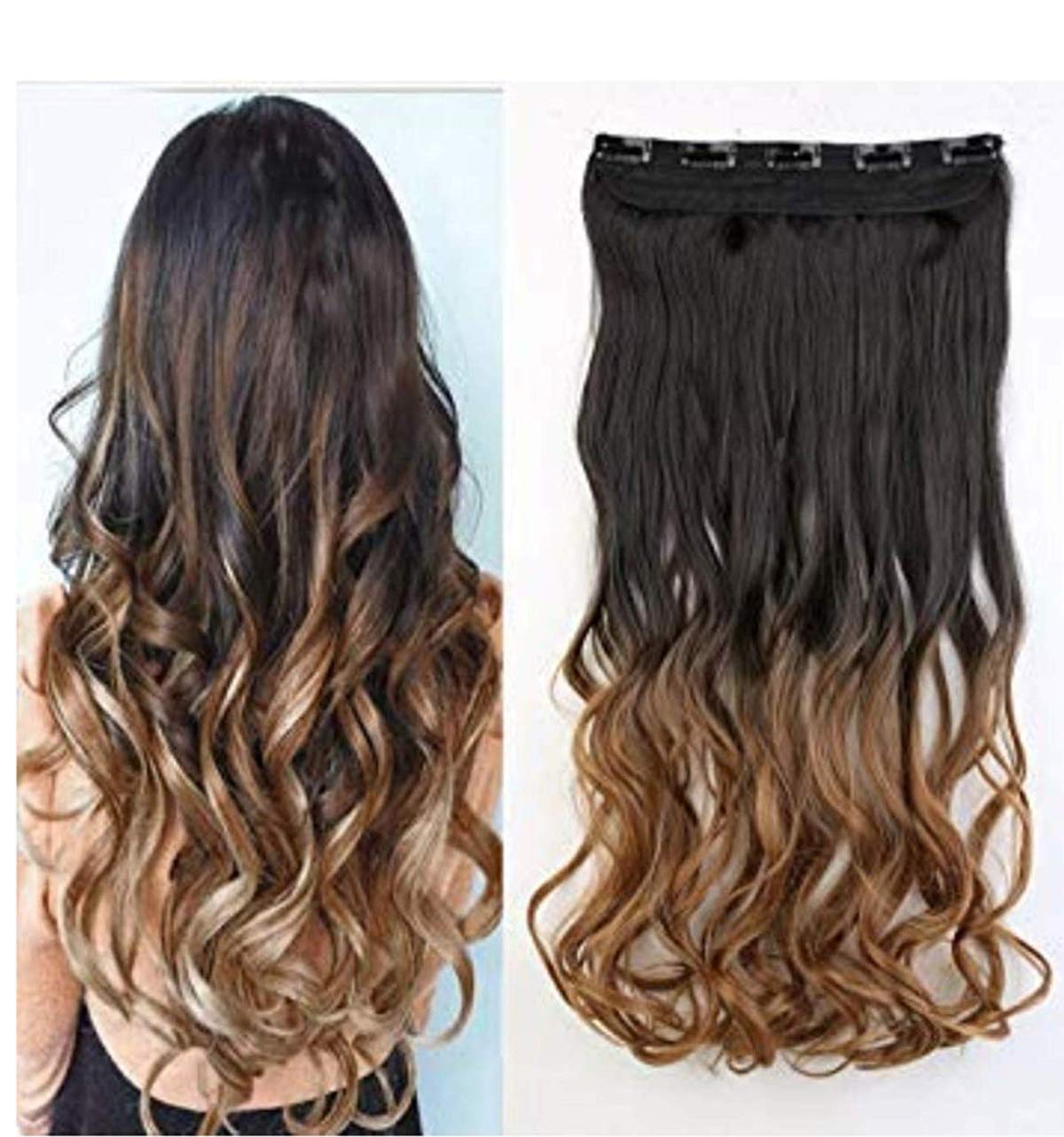 Ritzkart Wavy Brown Silky Hair Extensions For Women Curly Clip In