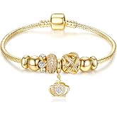 RIMAYZI 14K Gold Plated Charm Bracelet for Women, Women's Charm Symbol Bracelets, Gifts for Mother's Day, Mom, Her, Wife