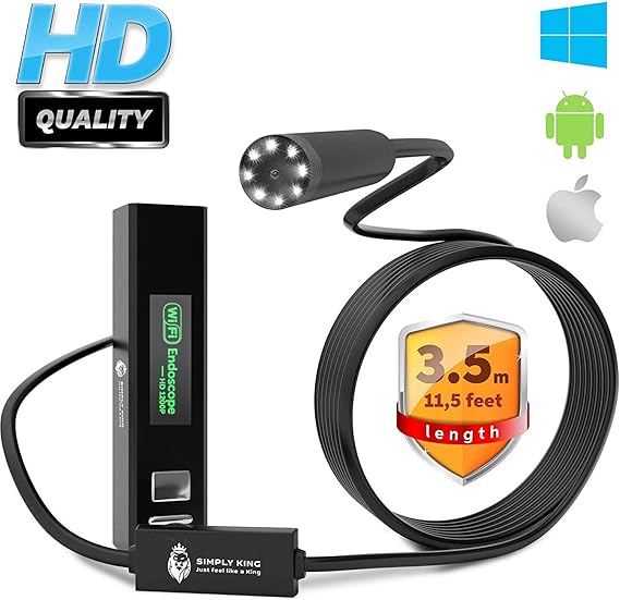 Endoscope Inspection Camera with Light for iPhone Android WiFi Snake