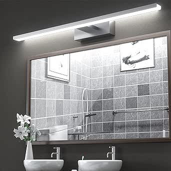 Lámpara de Espejo Aplique Baño,VITCOCO Lámpara LED 15W 1200LM 60cm Blanca Fría 6000K Luz de maquillaje Con interruptor Luz de espejo de baño ...