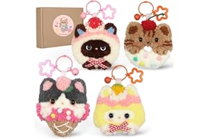 GIPONY embroidery kit for beginners,punch needle kits,punch needle kits adults beginner,punch needle kit for beginners,including printed patterns, needles, easy to follow instructions, and videos-Cat Family