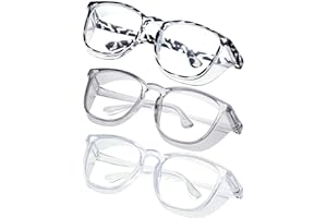 konqkin Safety glasses Goggles Nurses Protective Eyewear - Anti Fog Square Frame Stylish Clear Glasses for Women Men