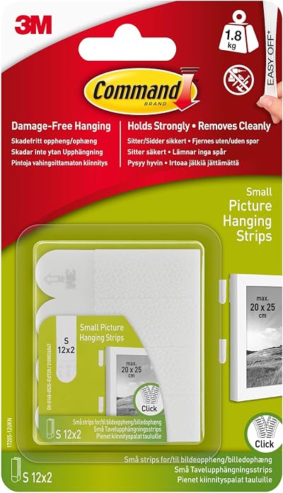 Command Picture Hanging Strips Small White 12 Pairs 24 Strips Damage Free