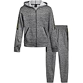 Pro Athlete Boys Tracksuit Set - 2 Piece Cozy Athletic Soft Fleece Zip Up Hoodie and Jogger Sweatpants For Boys