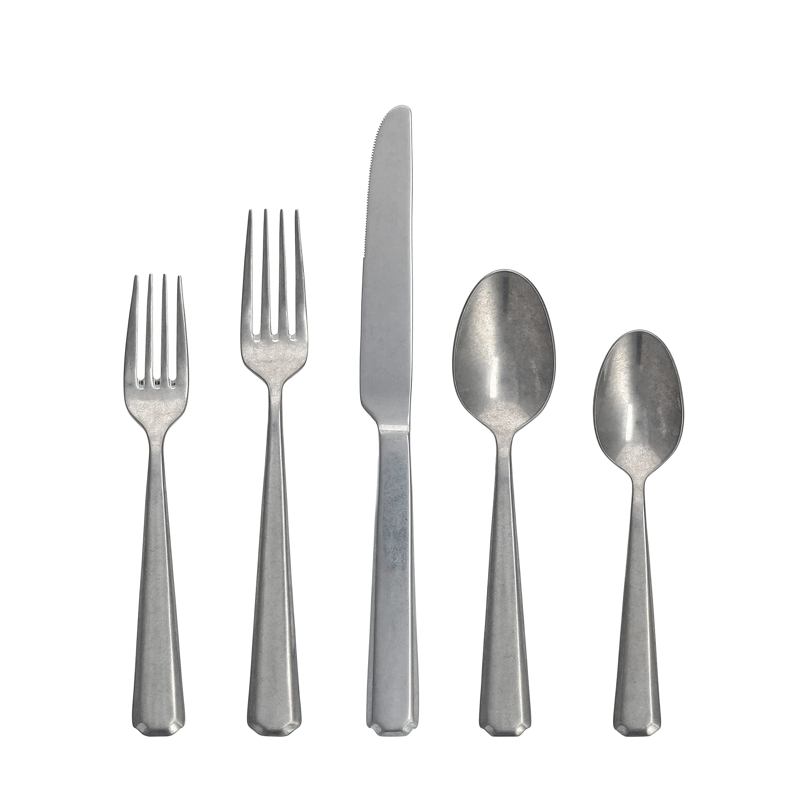 Photo 1 of (missing pieces) Fortessa Valen 18/10 Stainless Steel Flatware, Tumbled Stainless Steel, 20 Piece Place Setting, Service for 4