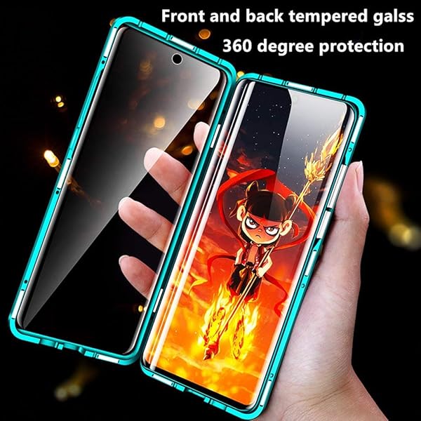 HONGGE Funda magntica de adsorcin para P Smart 2020 2021 360 PROTECCIN CUERPA Cuenta Cubierta DE Cristal TEMPEMENTE DE DOZILIDAD Color Silver Material P Smart 21