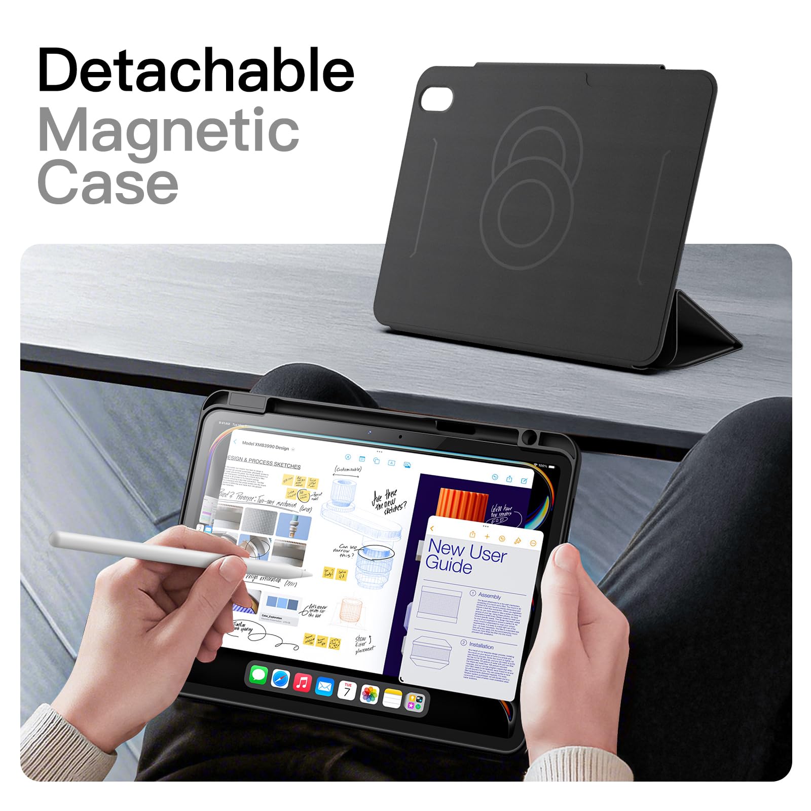 JETech Magnetic Detachable Case for iPad Air 11-Inch M3/M2 (2025/2024)