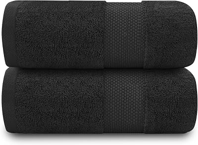 GC GAVENO CAVAILIA Fade Resistant Bath Towels Set 700 GSM 2 Pack Black