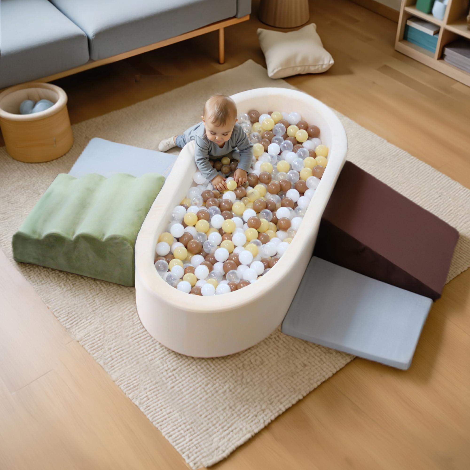 BanaSuper Kids Soft Play Set with Giant Ball Pit (Balls Not Included) | Indoor Climber Blocks for Toddlers | Safe Foam Play Shapes for Home, Nursery & Classroom | Montessori Toy for Gross Motor Skills