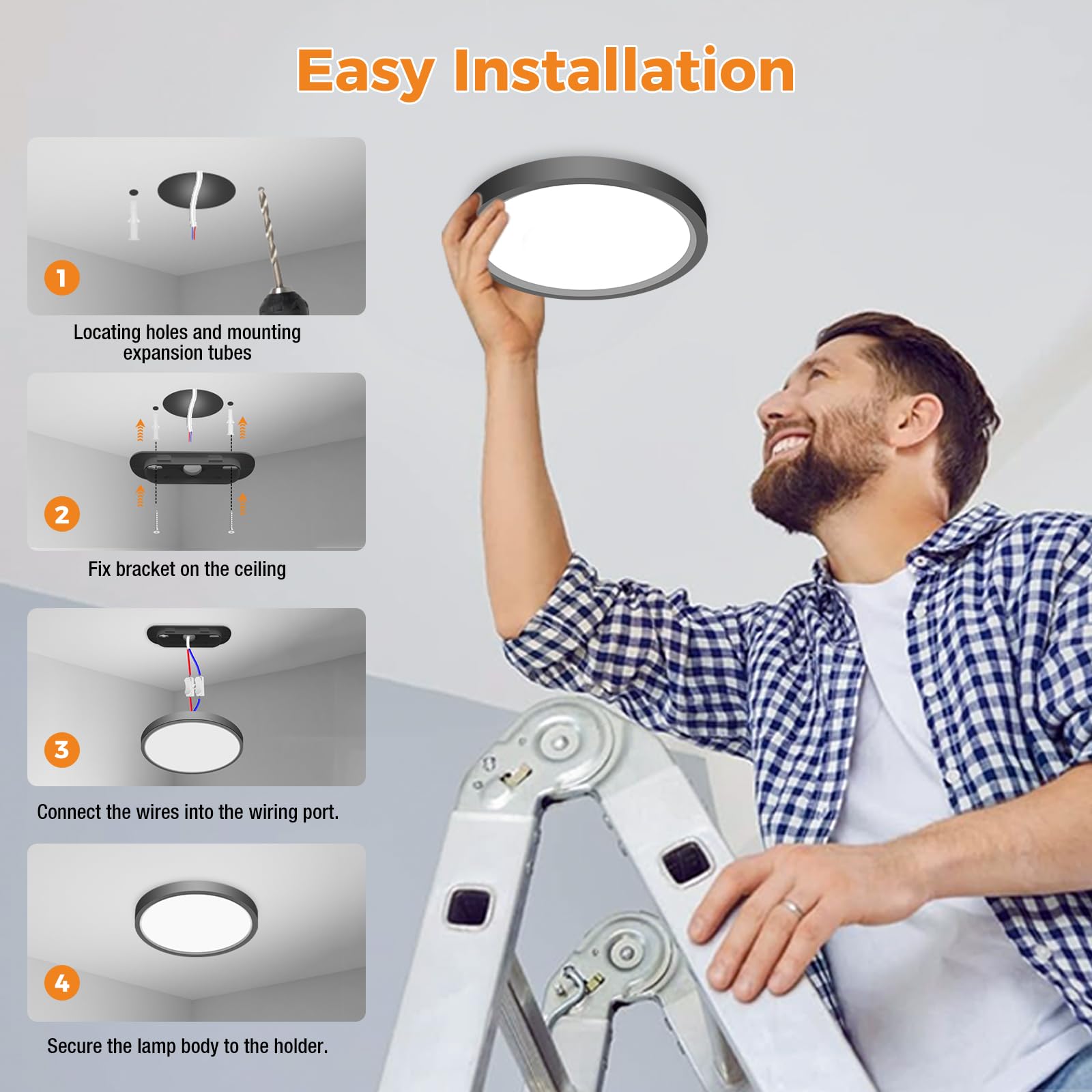 slochi Bathroom Light, 3000K/4000K/6500K 3 Color Temperature, Waterproof IP54, Small, Round, Modern, Flush Ceiling Light for Bathroom, Kitchen, Bedroom, Hallway and More
