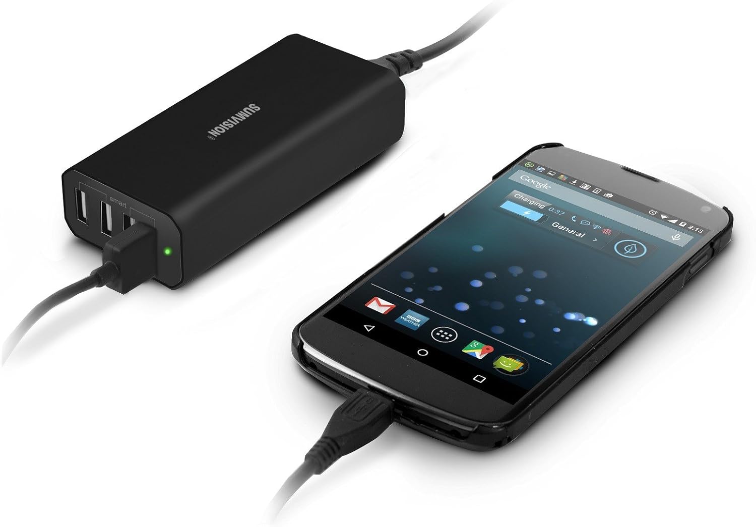 Sumvision 4-Port 36W High Speed Portable Desktop Universal USB Charger PowerIQ Smart Technology for iPhone,iPad Air 2,Galaxy S6/S6 Edge,Nexus,HTC M9,Nokia