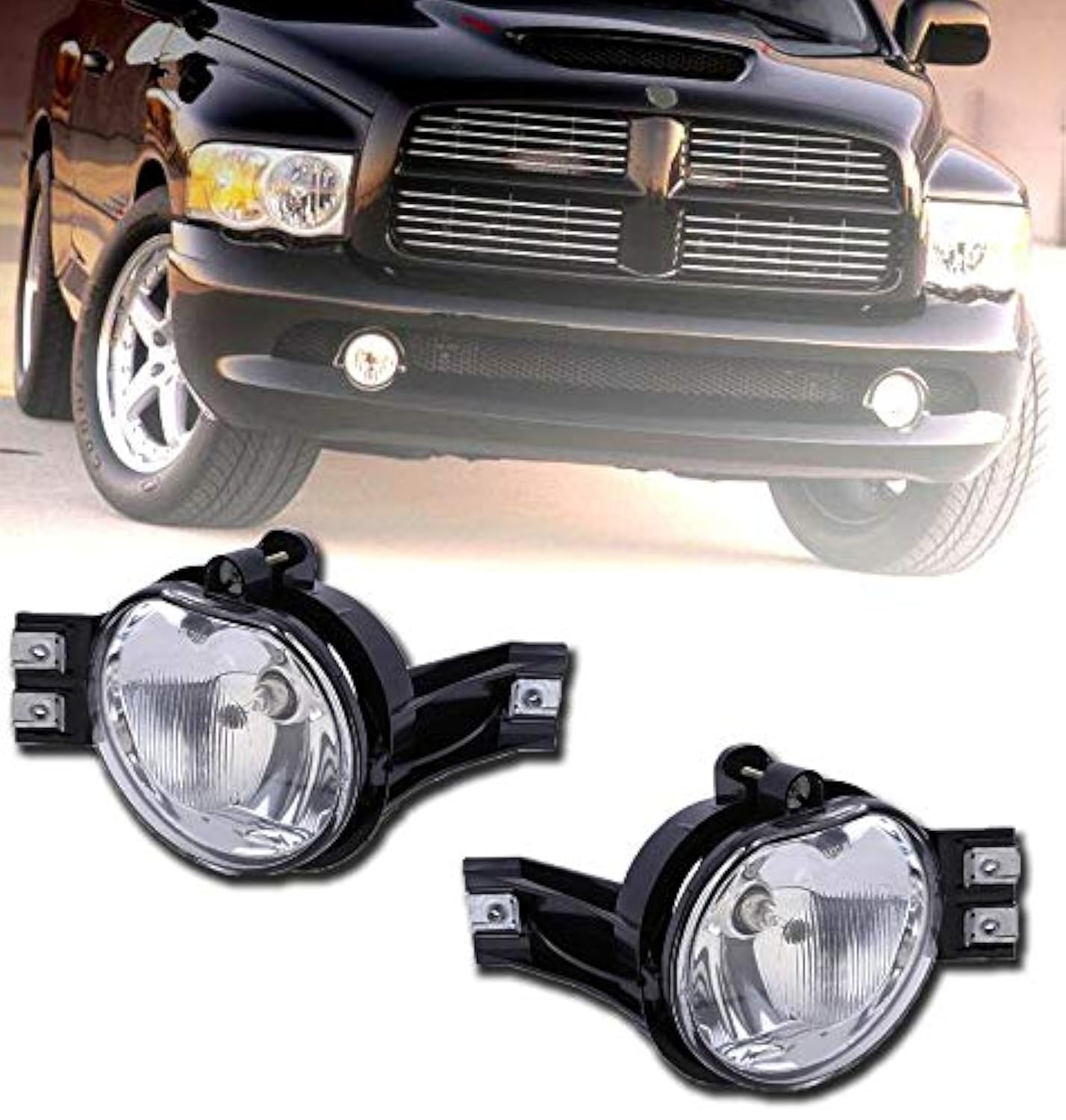 Photo 1 of V Spec 1 pair Fog Lights Lamps Driver and Passenger Replacement for Ram Durango Pickup Truck 55077475AE 55077474AE 02-08 ram foglights