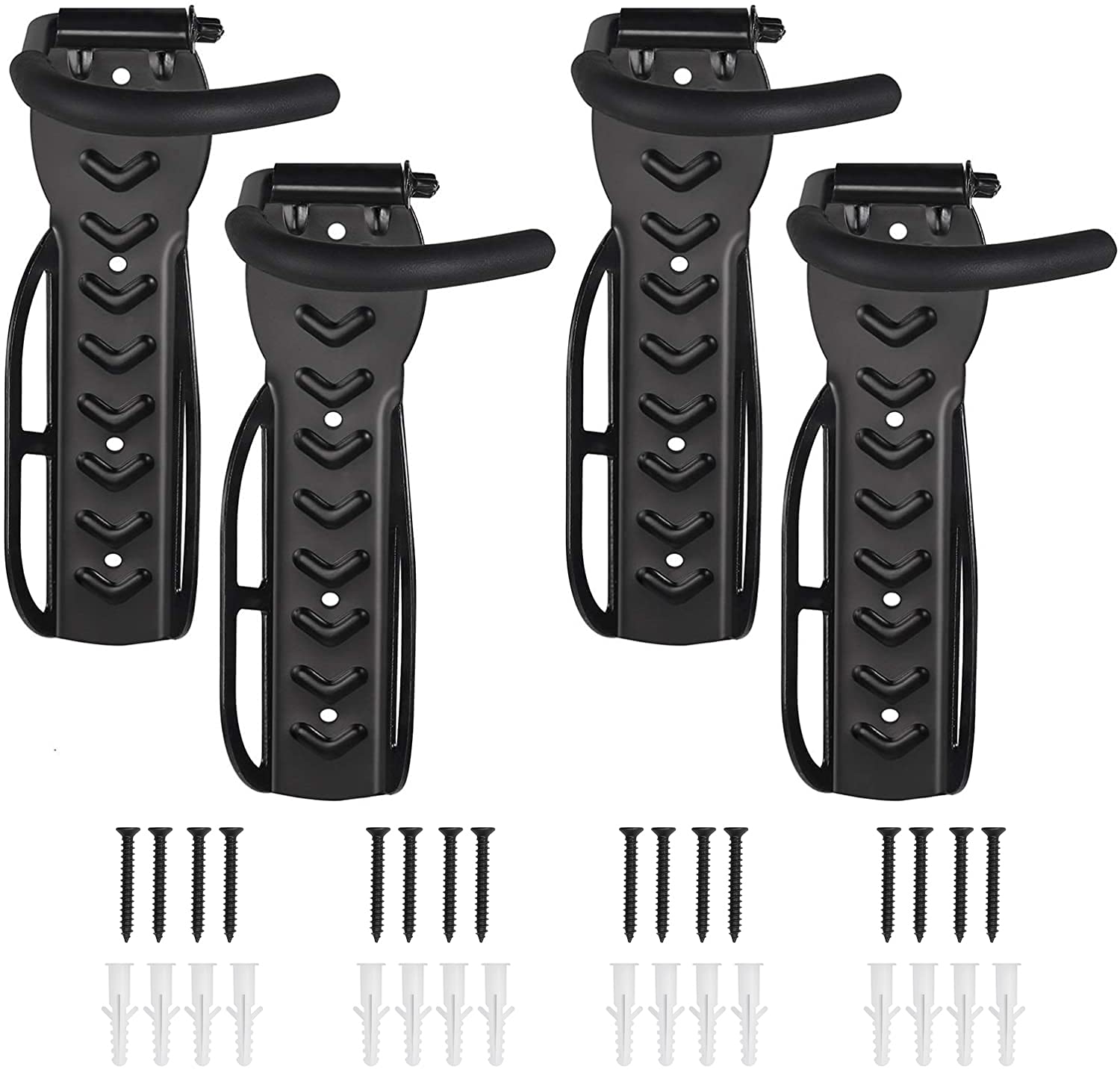 Justech Garage Wall Racks 4PCs Bicycle Holders Bicycle Rack Garage Wall Mount Bicycle Hooks for Indoor Bicycle Storage