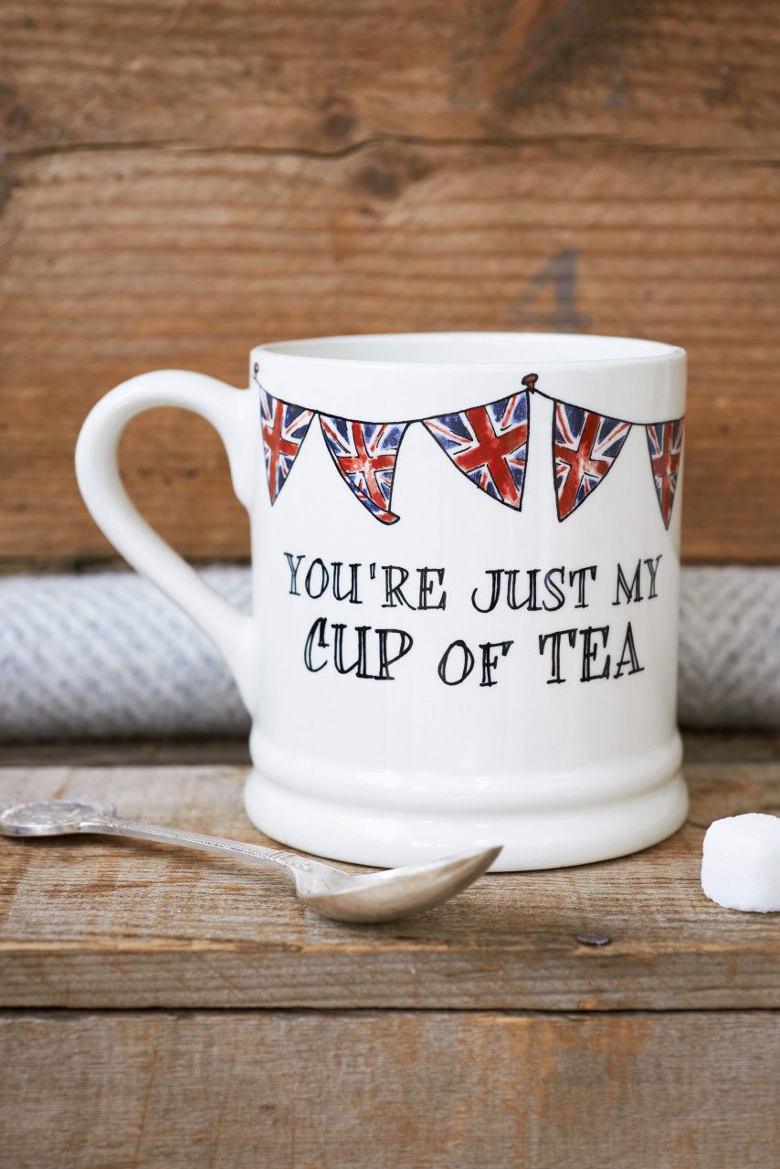 Sweet William You're Just My Cup Of Tea mug with Union Jack bunting