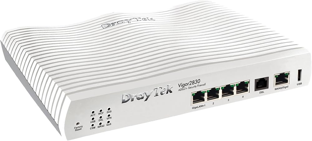 Draytek Vigor 2830 ADSL2+ Firewall Router 4 Gigabit LAN IPv4 IPv6 Triple WAN