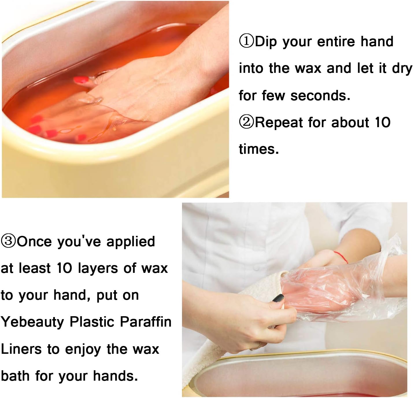 Yebeauty Paraffin Wax Liners for Hands, Clear Plastic Paraffin Wax Bath Liners for Hands Care, 200 PCS/Pack: Health & Personal Care