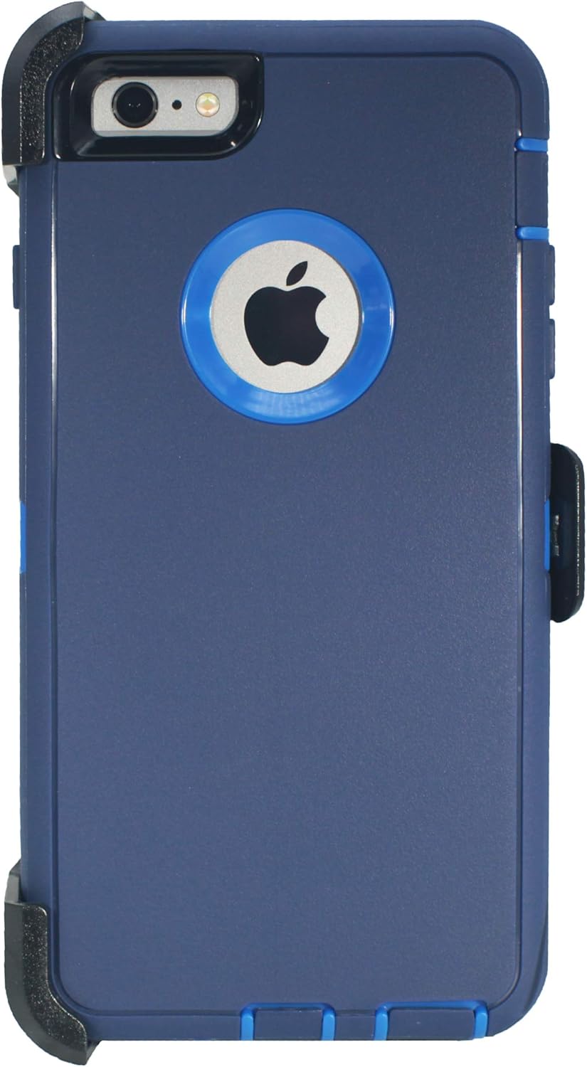 Hand-e Muscle Series Belt Clip Case for Apple iPhone 6 / iPhone 6s // Triple Layer Heavy Duty Protective Defender Cover w Screen Protector & Holster & Kickstand // Drop-Shock-Proof – Blue/Blue