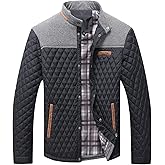 HYPESTFIT Men's Diamond Quilted Puffer Down Jacket Lightweight Business Casual Button Down Shirts