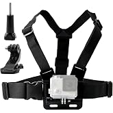 Chest Harness Mount Compatible with Gopro Hero 13 12 11 10 9 8/AKASO EK7000 Brave 4/ODDV/Hiicam/DJI Osmo/Icefox/Camlance/WOLFANG Action Camera Accessories, Adjustable Chest Strap Mount with J Hook