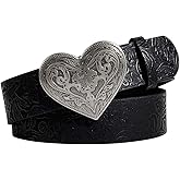 BEAUDRM Women's Retro Vintage Metal Buckle Belt Faux Leather Western Cowgirl Waist Belts