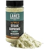 Lane's Supreme Steak Rub, 13.3 oz - Bold Beef Seasoning with Salt, Pepper, Garlic, Horseradish, Butter & Thyme - Sugar-Free, Gluten-Free Brisket Rub & Steak Seasoning for Grilling, Smokers, and BBQ